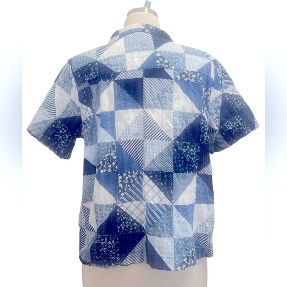 A N A - ❤️ Blue and White Patchwork Shirt - Picture 5 of 7
